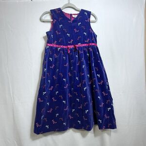 Hanna Andersson Purple Embroidered Sleeveless Lined Velour Dress Girls 150 US 12